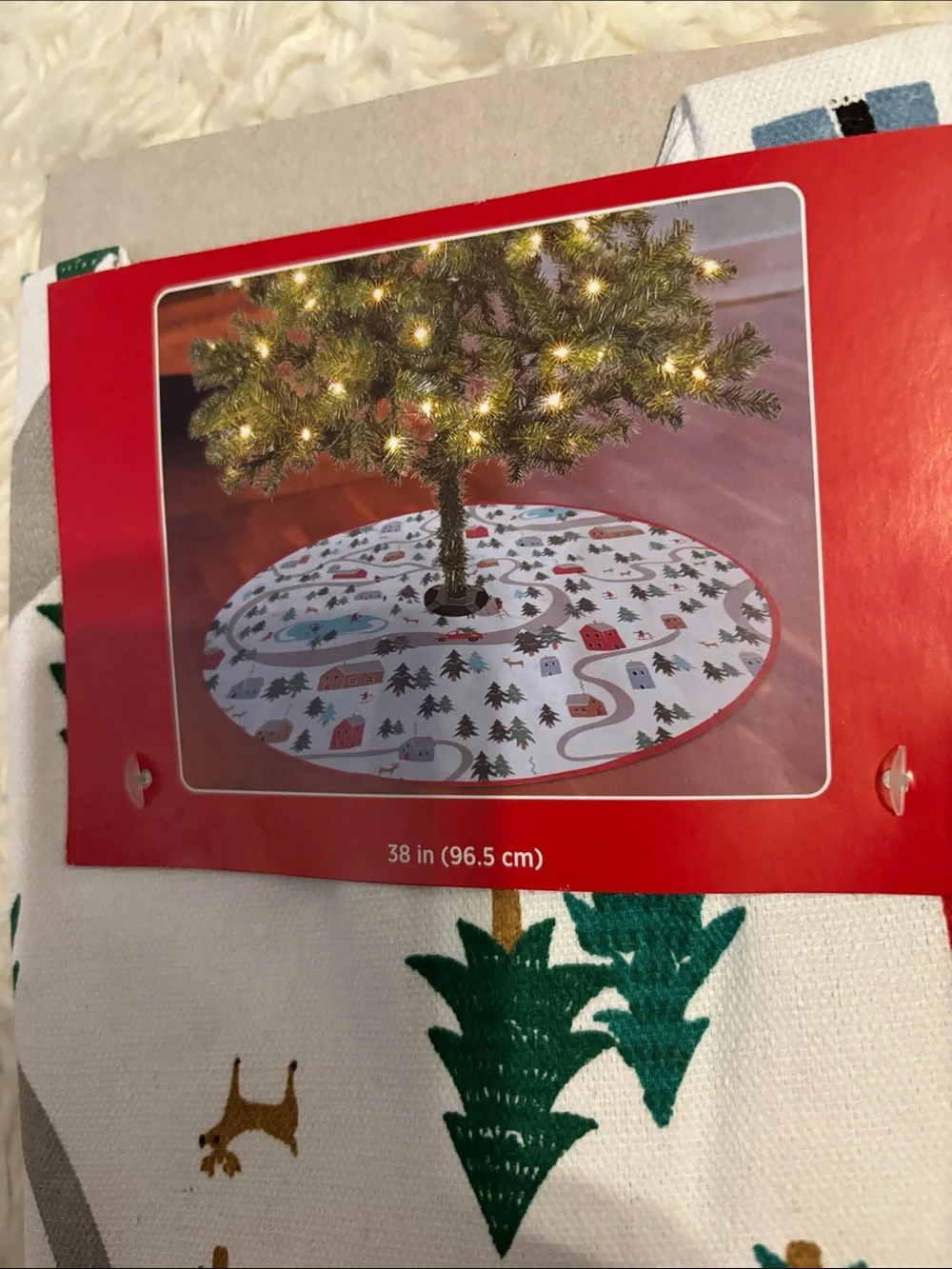 Festive Christmas Tree Skirt with Village Print 38